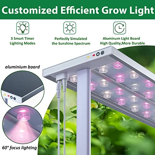 A customized efficient grow light with timer modes and aluminum light board.