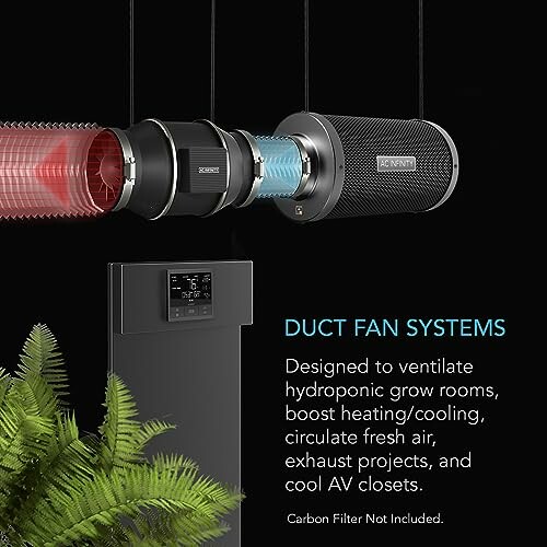 Illustration of duct fan systems used for ventilation and air circulation.