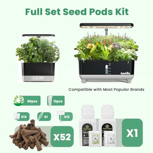 Full set seed pods kit with indoor garden systems and plant food.