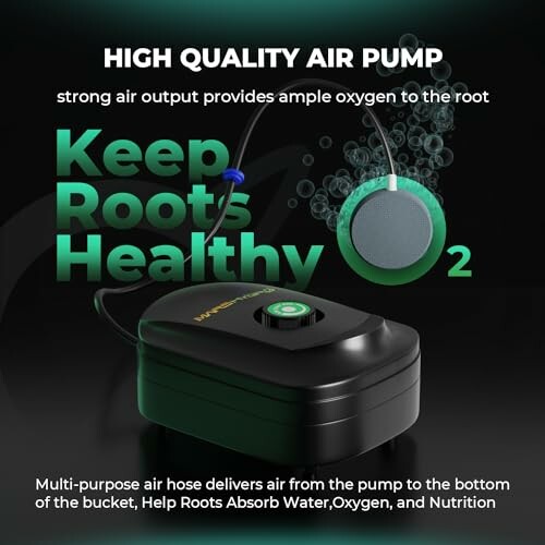 High-quality air pump providing oxygen to plant roots.