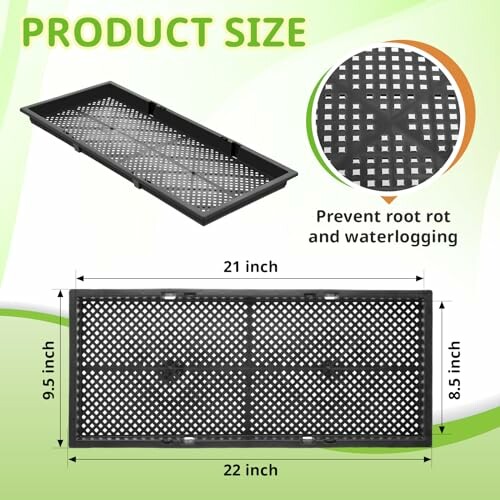 Plant tray dimensions with anti-waterlogging feature