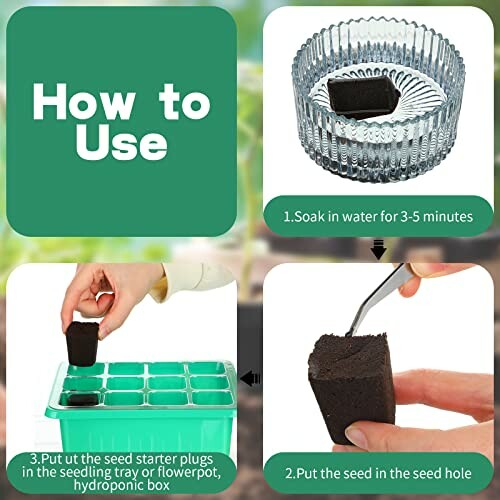 Instructions for using a seed starter kit with three steps.