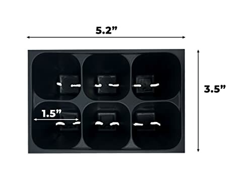 Silicone ice cube tray showing dimensions of 5.2 by 3.5 inches with 1.5 inch cube size.